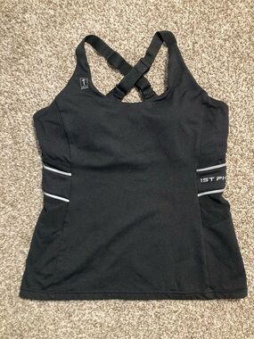 1st Phorm Women's Black Crossback Tank with adjustable straps (Item No. A3)